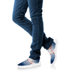 Bull And Bear Stock Market Print White Slip On Shoes