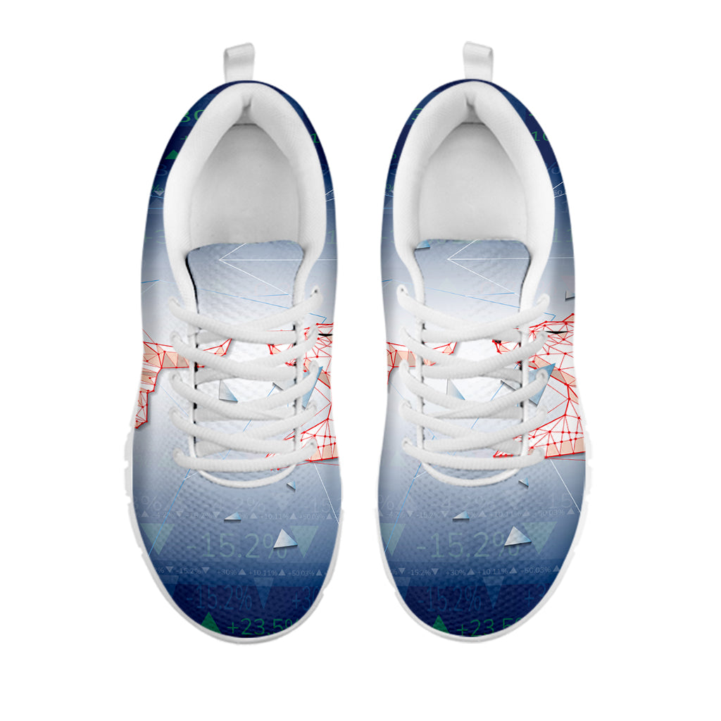 Bull And Bear Stock Market Print White Sneakers
