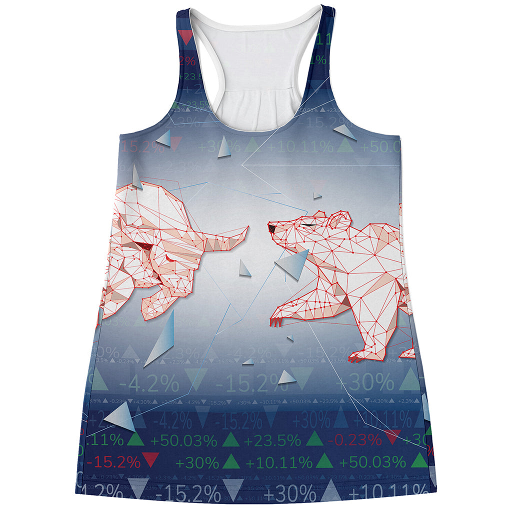 Bull And Bear Stock Market Print Women's Racerback Tank Top