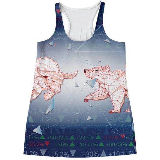 Bull And Bear Stock Market Print Women's Racerback Tank Top