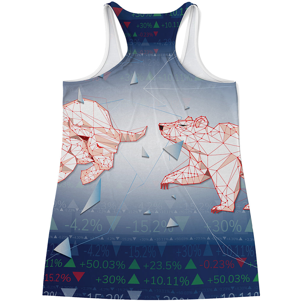 Bull And Bear Stock Market Print Women's Racerback Tank Top