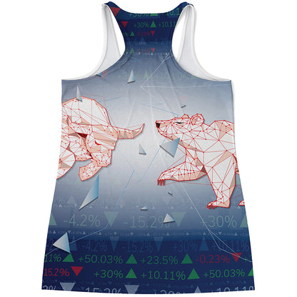 Bull And Bear Stock Market Print Women's Racerback Tank Top