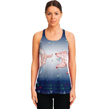 Bull And Bear Stock Market Print Women's Racerback Tank Top
