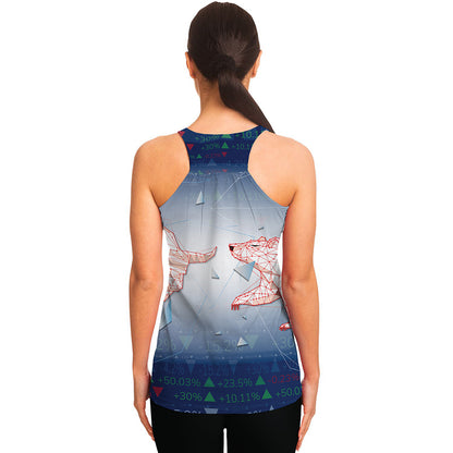 Bull And Bear Stock Market Print Women's Racerback Tank Top