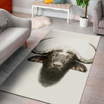 Bull Portrait Print Area Rug
