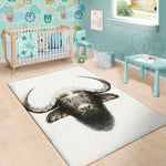 Bull Portrait Print Area Rug