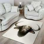Bull Portrait Print Area Rug