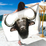 Bull Portrait Print Beach Sarong Wrap