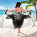 Bull Portrait Print Beach Sarong Wrap