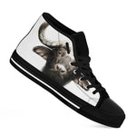 Bull Portrait Print Black High Top Shoes