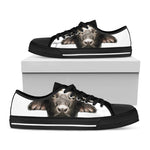 Bull Portrait Print Black Low Top Shoes 