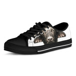 Bull Portrait Print Black Low Top Shoes 