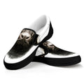 Bull Portrait Print Black Slip On Sneakers