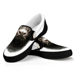 Bull Portrait Print Black Slip On Shoes