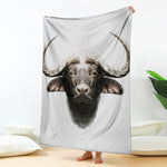 Bull Portrait Print Blanket