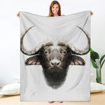 Bull Portrait Print Blanket