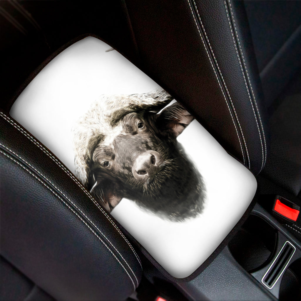 Bull Portrait Print Car Center Console Cover