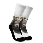 Bull Portrait Print Crew Socks