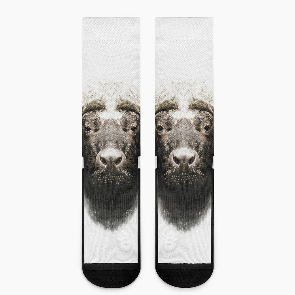 Bull Portrait Print Crew Socks