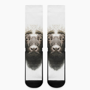 Bull Portrait Print Crew Socks