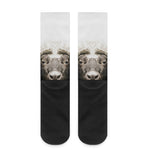 Bull Portrait Print Crew Socks