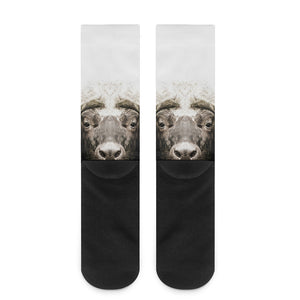 Bull Portrait Print Crew Socks