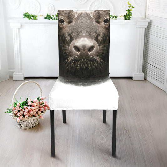 Bull Portrait Print Dining Chair Slipcover