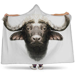 Bull Portrait Print Hooded Blanket