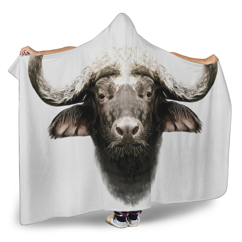 Bull Portrait Print Hooded Blanket