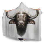 Bull Portrait Print Hooded Blanket