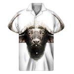 Bull Portrait Print Men's Short Sleeve Shirt