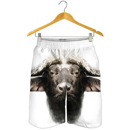 Bull Portrait Print Men's Shorts