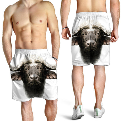 Bull Portrait Print Men's Shorts