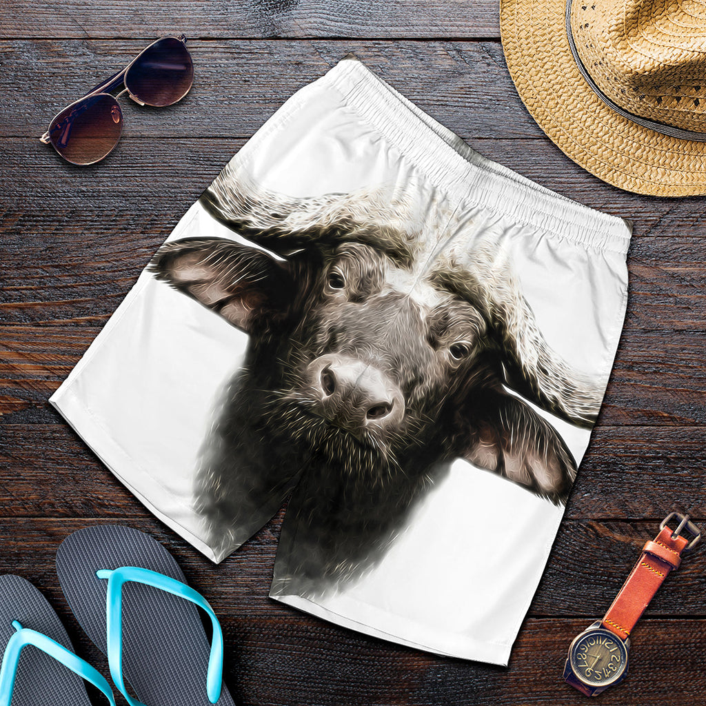 Bull Portrait Print Men's Shorts