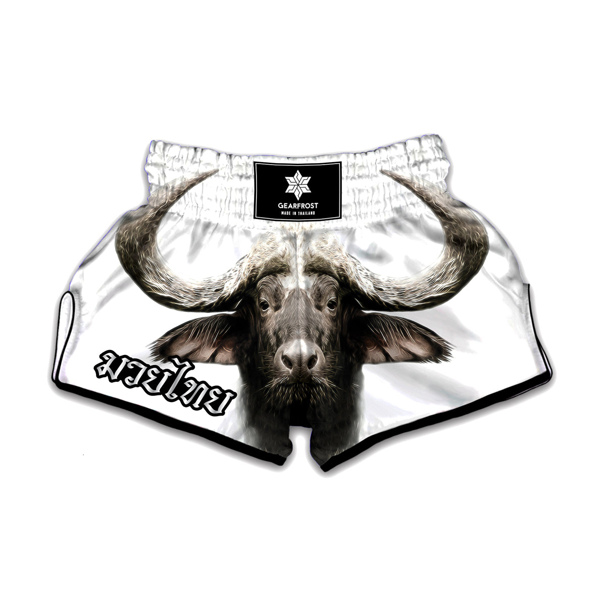 Bull Portrait Print Muay Thai Boxing Shorts