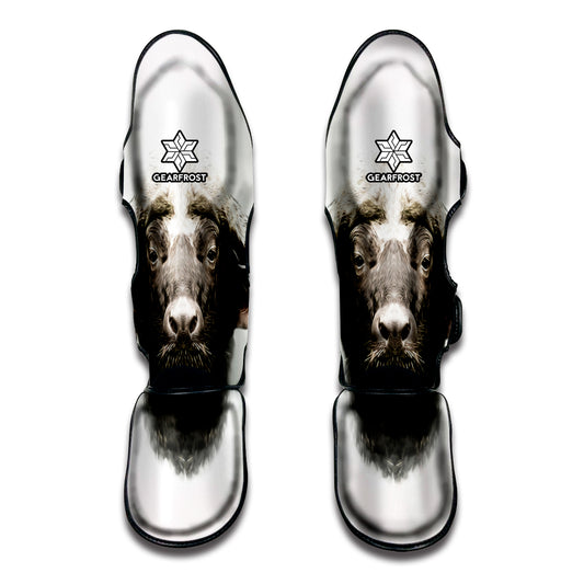 Bull Portrait Print Muay Thai Shin Guard