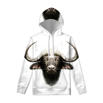 Bull Portrait Print Pullover Hoodie