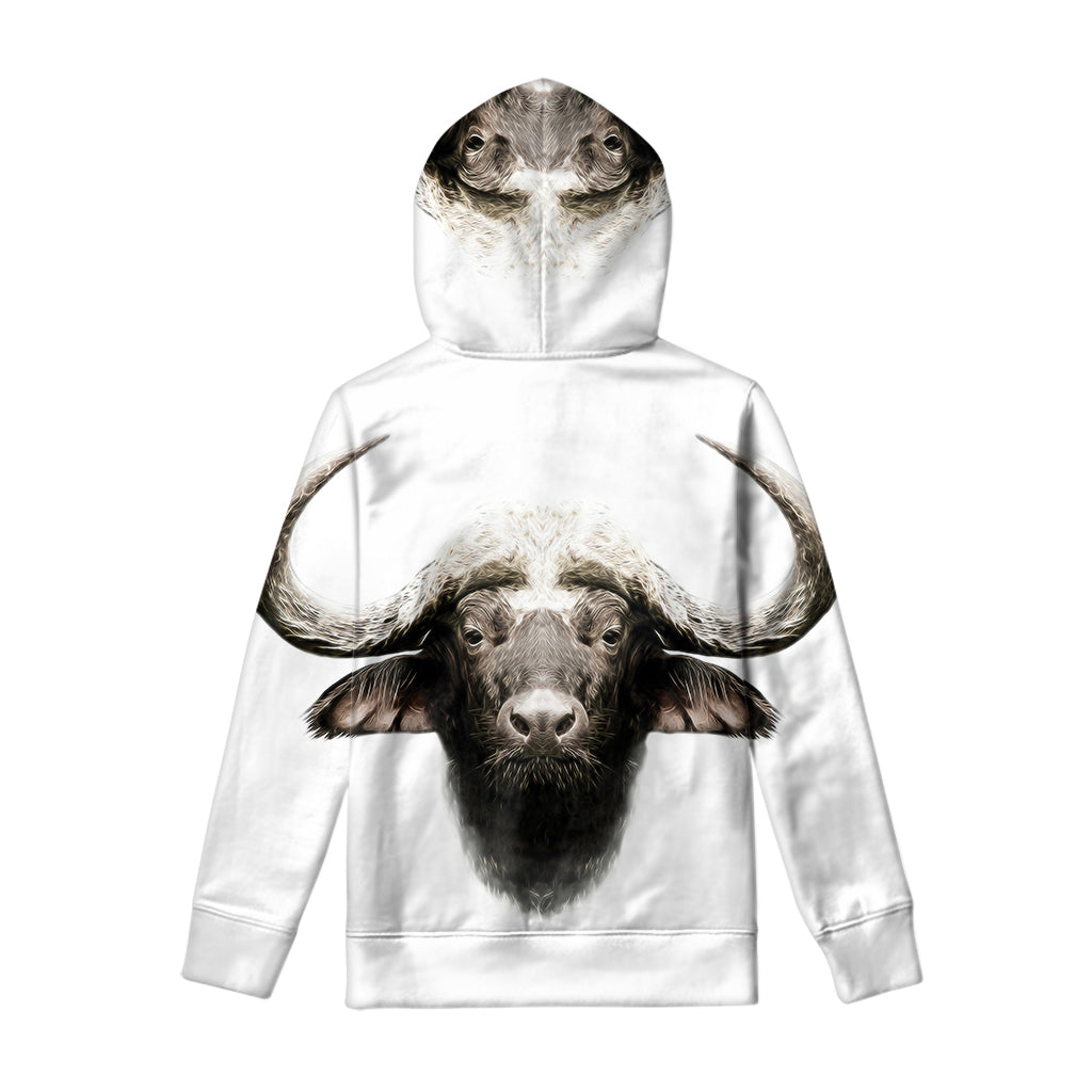 Bull Portrait Print Pullover Hoodie