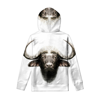 Bull Portrait Print Pullover Hoodie