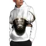 Bull Portrait Print Pullover Hoodie