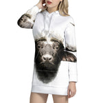 Bull Portrait Print Pullover Hoodie Dress