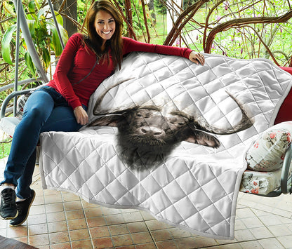 Bull Portrait Print Quilt