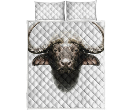 Bull Portrait Print Quilt Bed Set