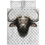 Bull Portrait Print Quilt Bed Set