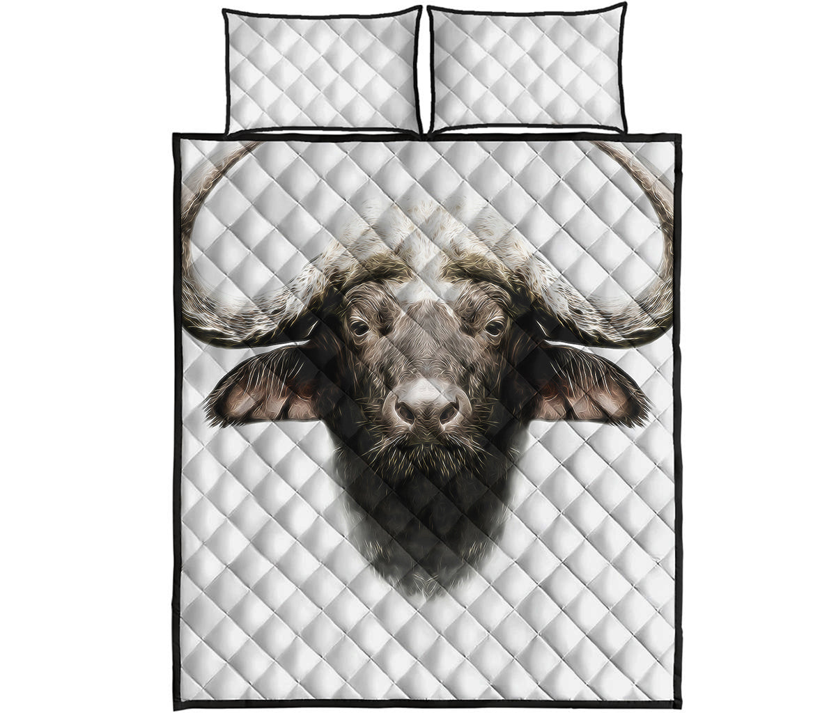 Bull Portrait Print Quilt Bed Set