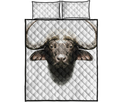 Bull Portrait Print Quilt Bed Set