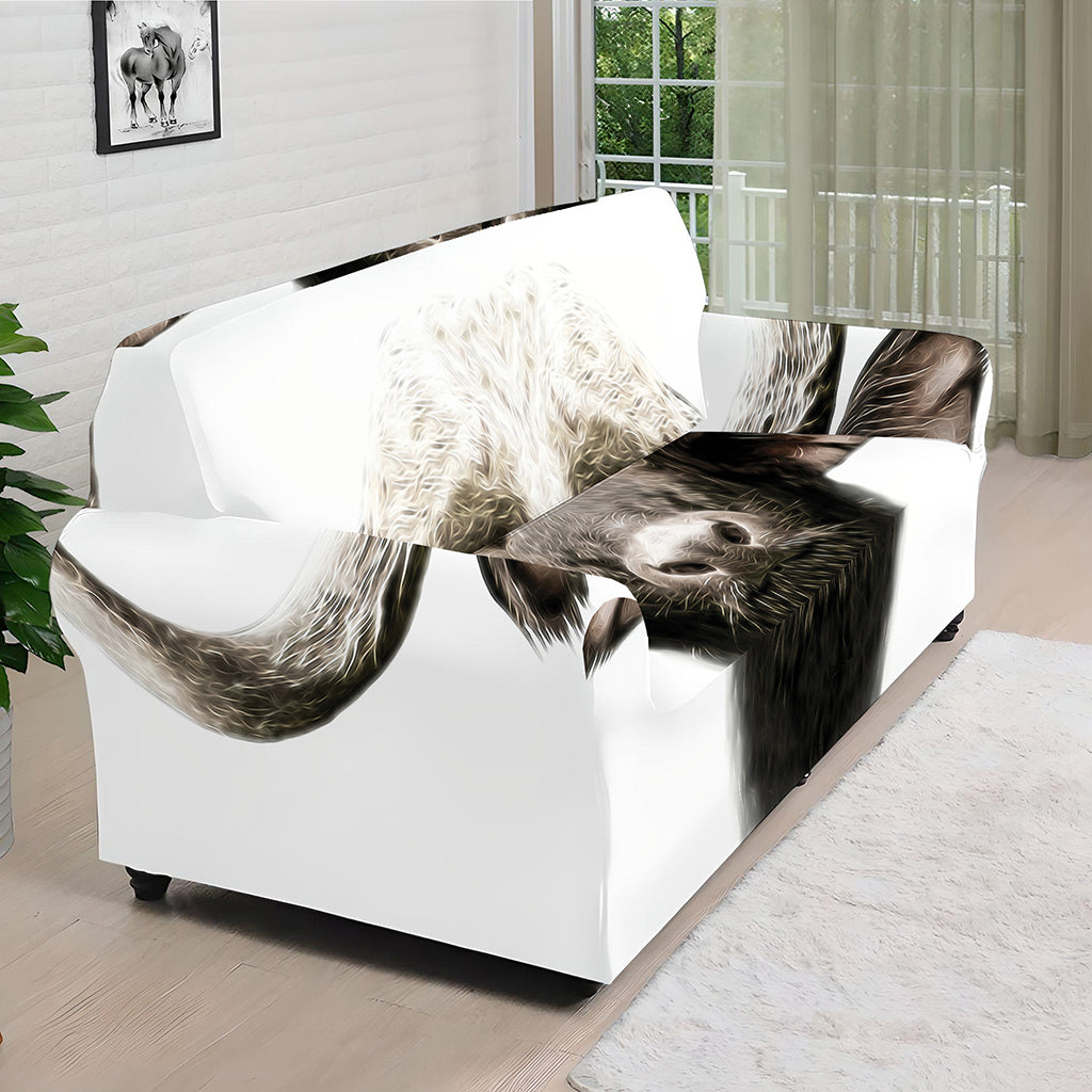 Bull Portrait Print Sofa Cover