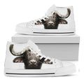 Bull Portrait Print White High Top Sneakers