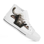 Bull Portrait Print White High Top Shoes