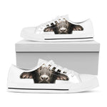Bull Portrait Print White Low Top Shoes